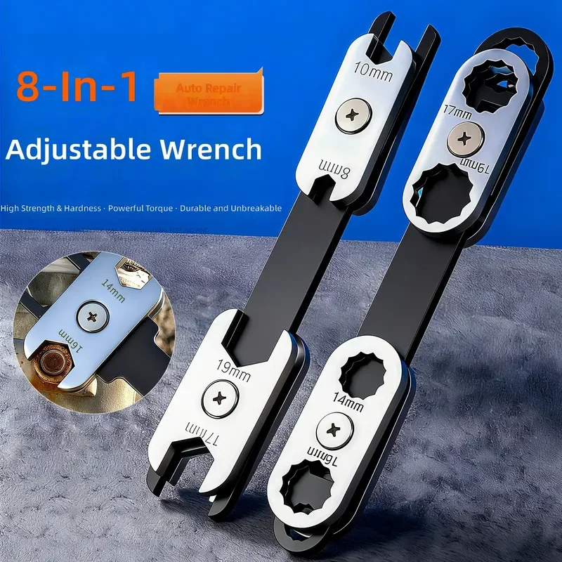 for High Hardness 360 Degree Rotatable Adjustment Eight in One Wrench Multi Functional Thickened Plum Blossom Opening Dual