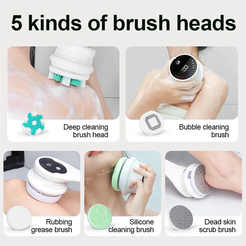 

PORK-Электрическая щетка для чистки спины для ленивого купания — автоматическая скруббер с длинной ручкой, зеленая