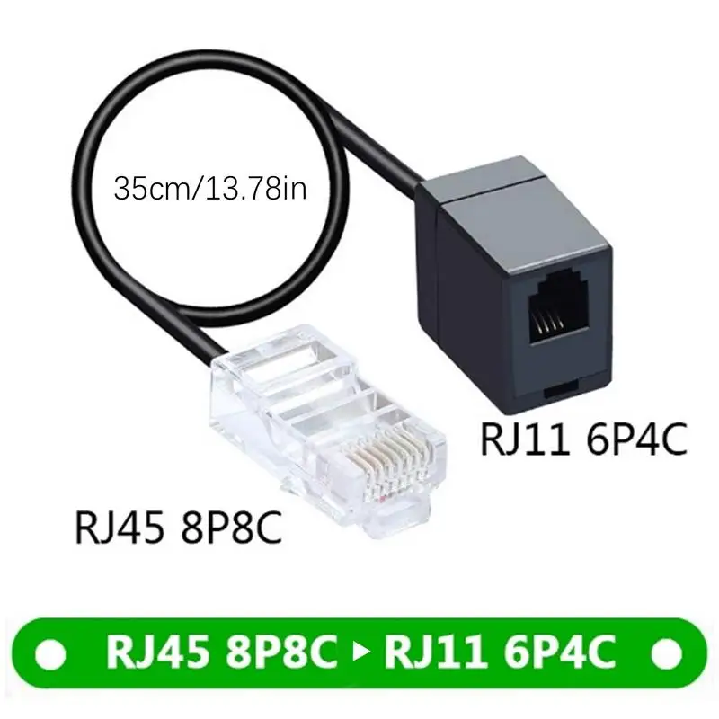 35cm Networking RJ45 To RJ11 Converter Cable RJ11 To RJ45 Phone Lines Adapter P4C To 6P4C For Landline Telephone Service