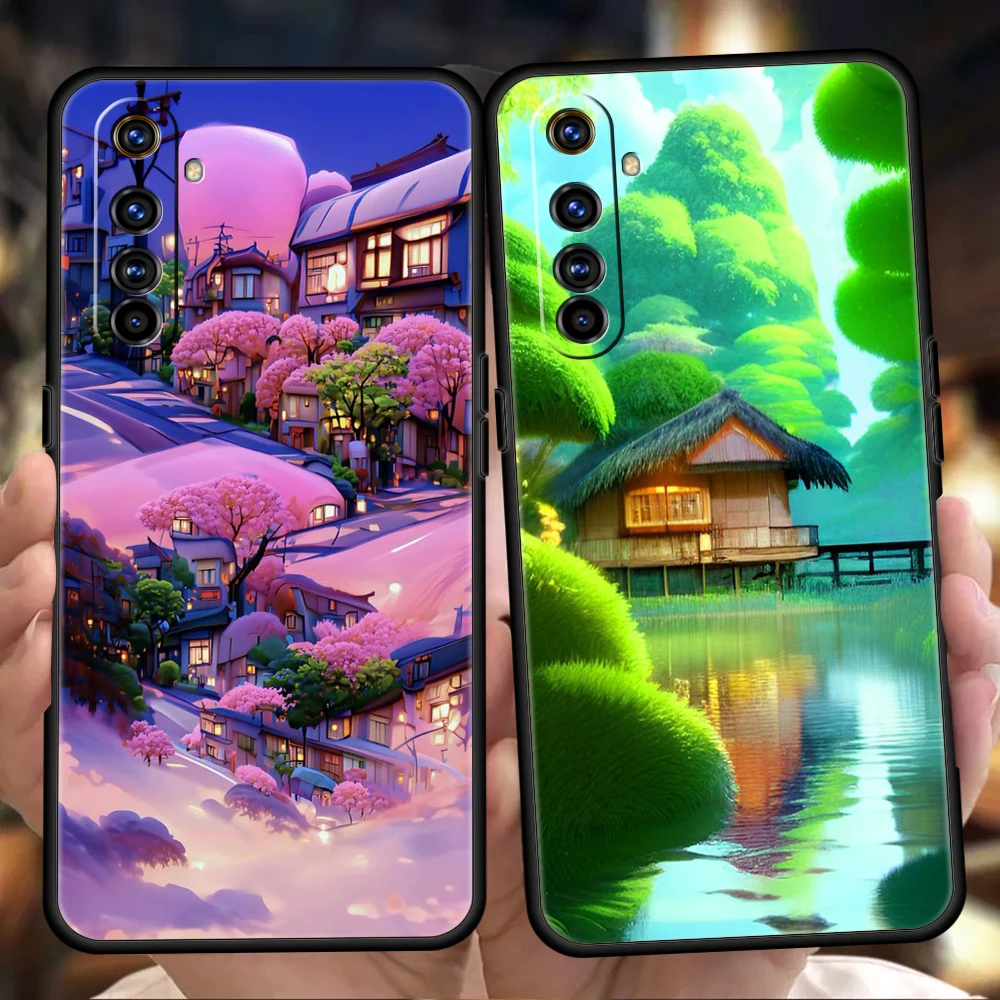 Japan Anime Landscape Soft Silicone For Realme 8i 9i 9 Pro Plus GT2 Pro C3 6 7 8 Pro C21 C11 C25 Pro 5G Shockproof Phone Cover