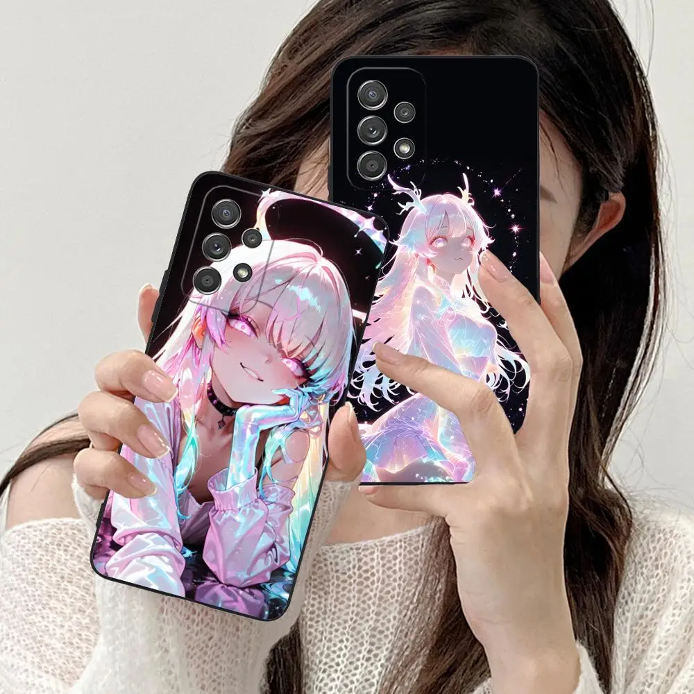 

Kawaii Pink Anime Girl Phone Case for Samsung Galaxy M55 54 42 35 34 33 32 23 22 15 14 13 12 F55 5G Colour Protective Luxury