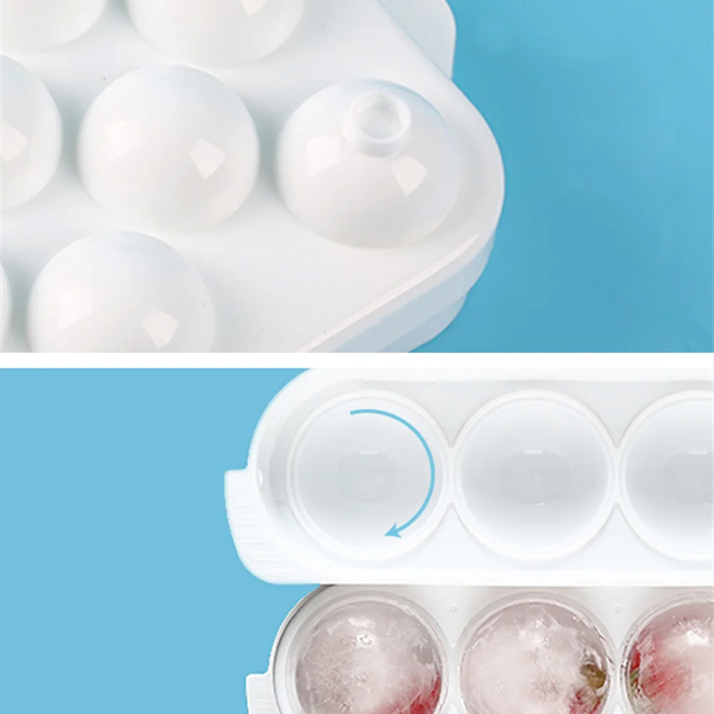 

4 Cavities Round Ice Cube Tray Ball Shape Easy Out Ice Cube Maker Removable Cover Lid Drinks Jelly Cake Baking Mold