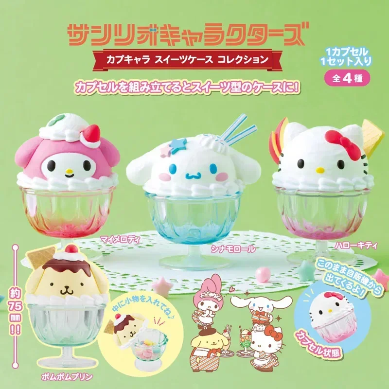 Hello Kitty Sanrio Figure Model Toys Anime Dessert Ice Cream Cup Kawaii Cinnamoroll Desktop Decoration Cute Surprise Box Gifts