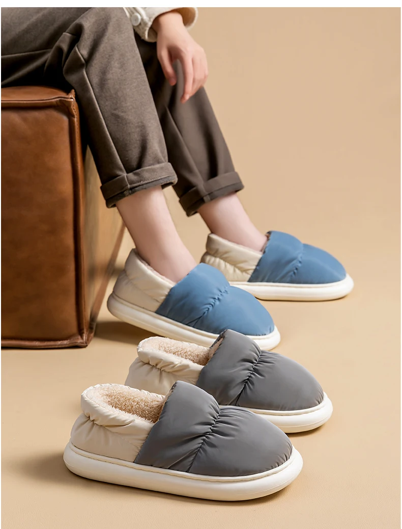Damen-Fersenbedeckungs-Fleece-Hausschuhe, herunterlaufende Stoffschuhe, rutschfeste Winter-Hausschuhe mit weicher Sohle für den Heim- und Außenbereich – Detail 20