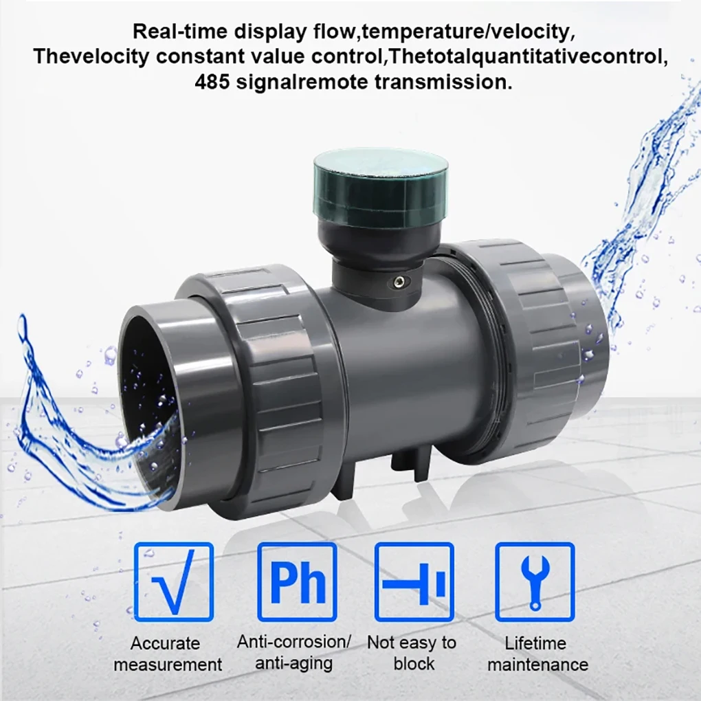 Medidor de fluxo com display digital rs485, medidor de vazão eletrônico inteligente de alta precisão, sensor de fluxo de água upvc para irrigação de jardim agrícola