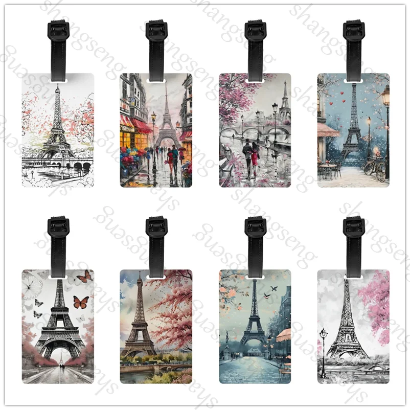 

1pcs Security Luggage Tag PVC Suitcase Label Business Card Holder/Travel Document Label Eiffel Tower, Paris