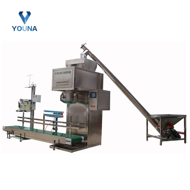 25kg 50kg Flour Grain Dry Powder Weighing Filling Sealing Semi Automatic Woven Bag Packing Machine