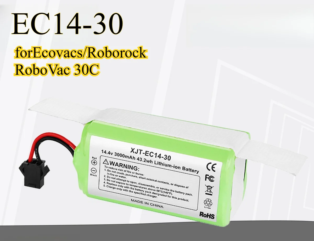 14.4V 3000mAh EC14-30 Replacement Battery for Ecovacs/Roborock/RoboVac 30C FOR Robot Vacuum Cleaner High Capacity Li-ion