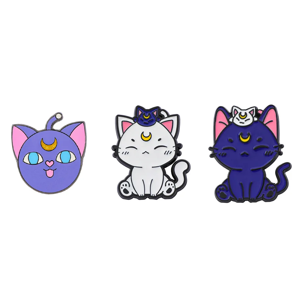 

1 Set Cute Soft Cute Cartoon Creative Personality Kitten Metal Badge Moon Cat Alloy Drip Oil Brooch Accessory Pin Cartoon Frind