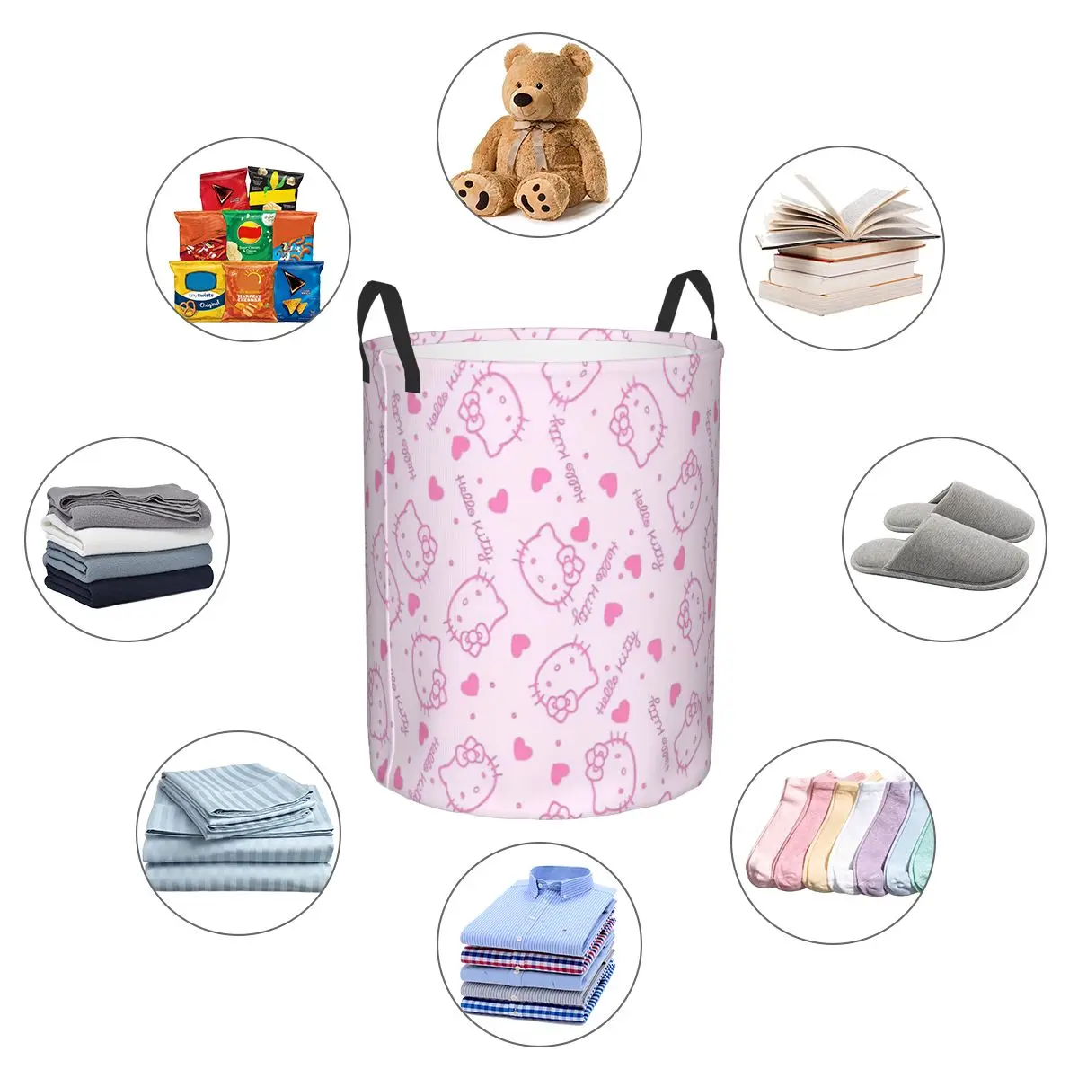 Hello Kitty Stuff Storage Basket Box Organizer Bins for PlayRoom