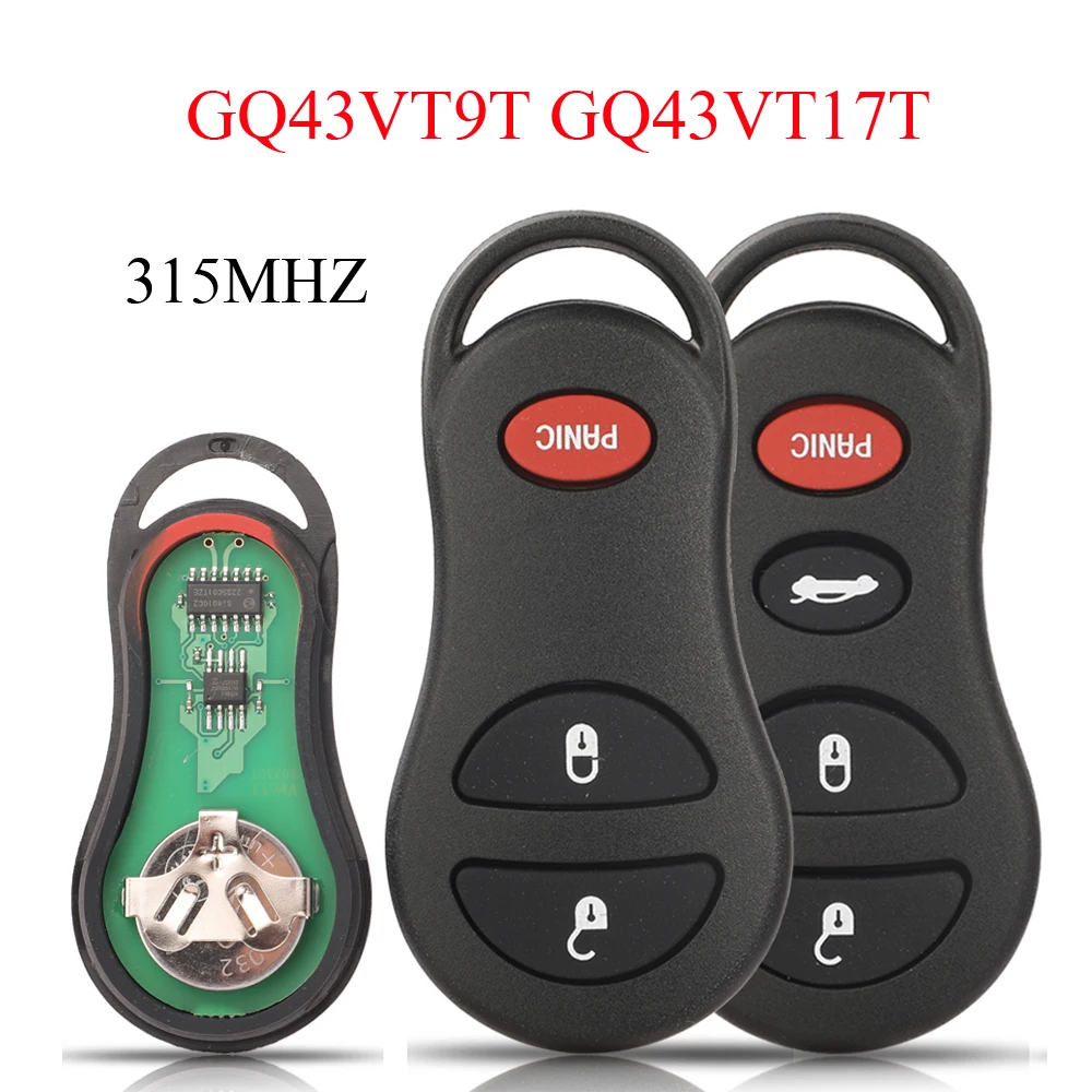 jingyuqin 3/4BTN GQ43VT9T GQ43VT17T 315MHZ Remote Key For Chrysler Concorde 300 LHS Neon For Dodge Interpid Neon Plymouth Neon