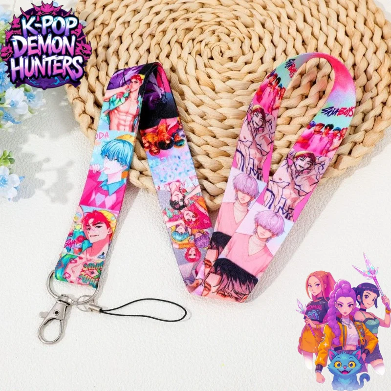 سلسلة مفاتيح KPop Demon Hunters الجديدة للرجال والنساء مع نمط كرتوني أنيمي بسيط وأنيق وشريط عصري
