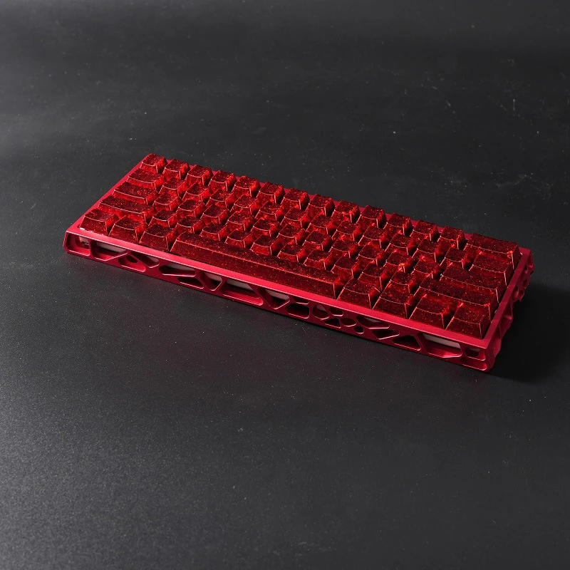 

61-key Red Cracked Surface Design Shine-Through Side Printed Keycaps Double Shot Cherry Profile PBT Key Cap 60% Key Cap