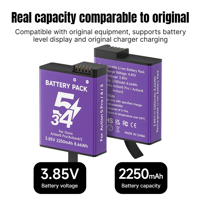 Battery Charger for DJI Action 5 Pro Action 4/3 OSMO Action Camera Multi-functional Battery, Storage Case Battery Charging Hub