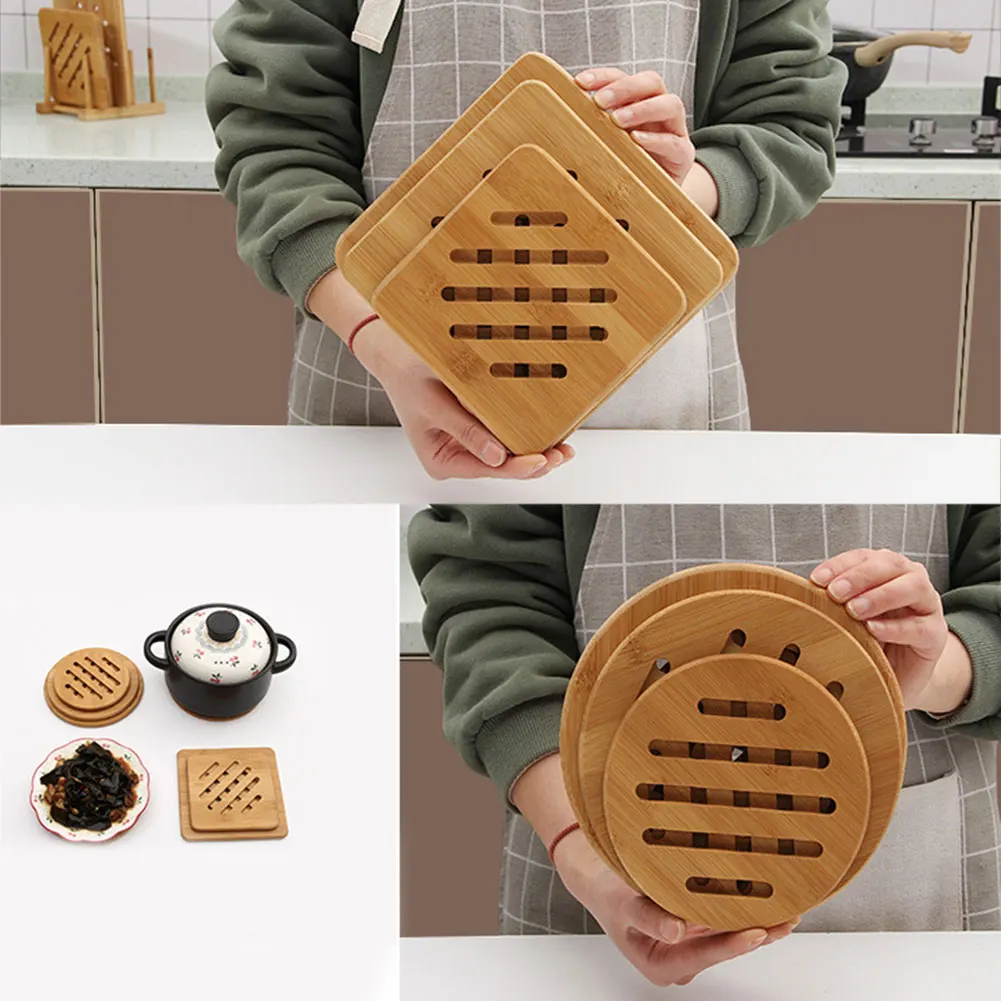 Heat Insulation Pad Thickened Material Protect Desktop for Dining Table Japanese Style Pad Hollow Anti-scald Pot Mat Kitchen