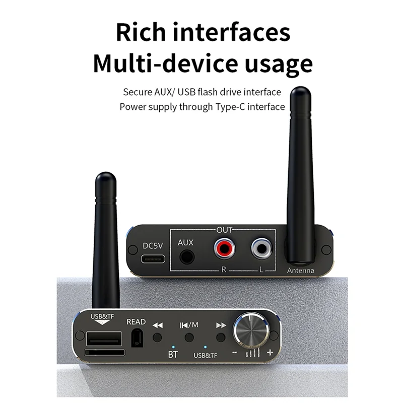 

3.5MM AUX For RCA HIFI Stereo Bluetooth 5.4 Audio Transmitter Receiver DSP Decoding USB U-Disk Music Adapter