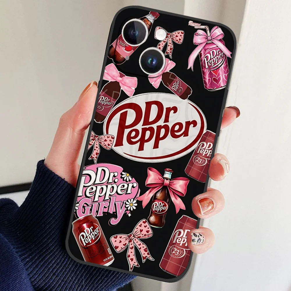 الكرز شرب D-Dr-P-Pepper جراب هاتف آيفون 16 15 11 13 14 برو ماكس 7 8 زائد X Xr Xs ماكس 12 البسيطة غطاء قذيفة سوداء #4
