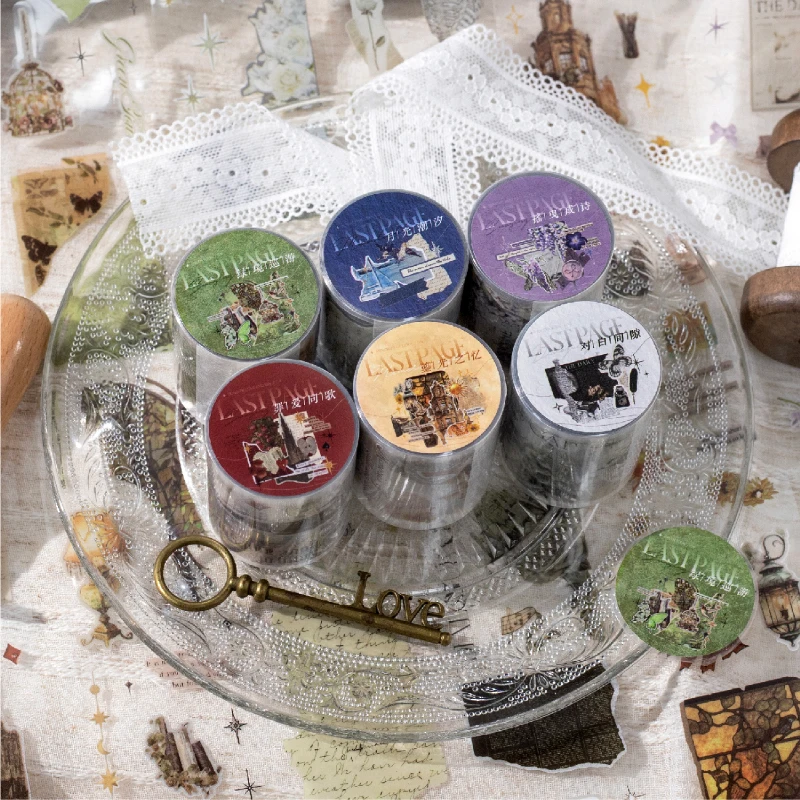 JIANQI 50 مللي متر * 2 متر أشرطة المواد الشفافة شظايا الكولاج لتقوم بها بنفسك شريطٌ لاصق سكرابوكينغ بطاقة لاصقة ملصقات القرطاسية