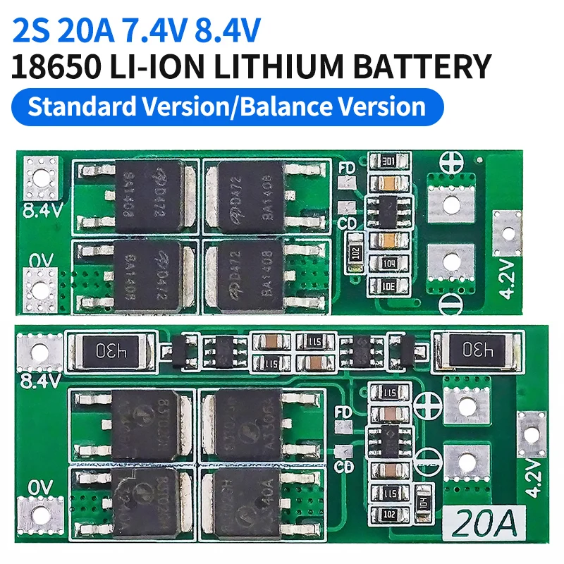 5/20/100Pcs 2S 20A 7.4V 8.4V 18650 Lithium Battery Protection Board/BMS Board Standard/Balance For DIY