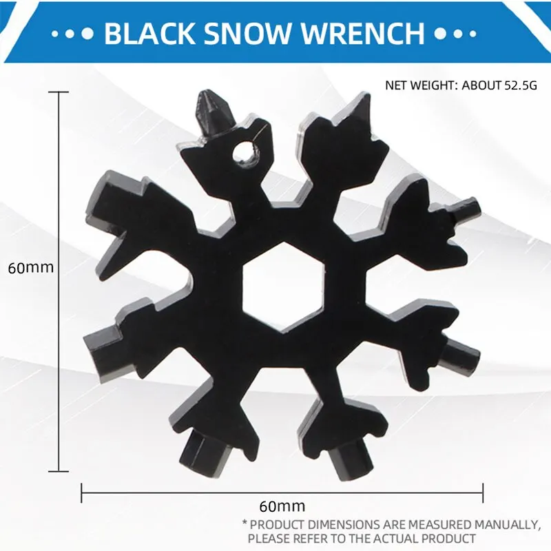 18 in 1 Snowflake MultiTool Stainless Steel Multifunctional Snowflake Tool Multipurpose Key Wrench