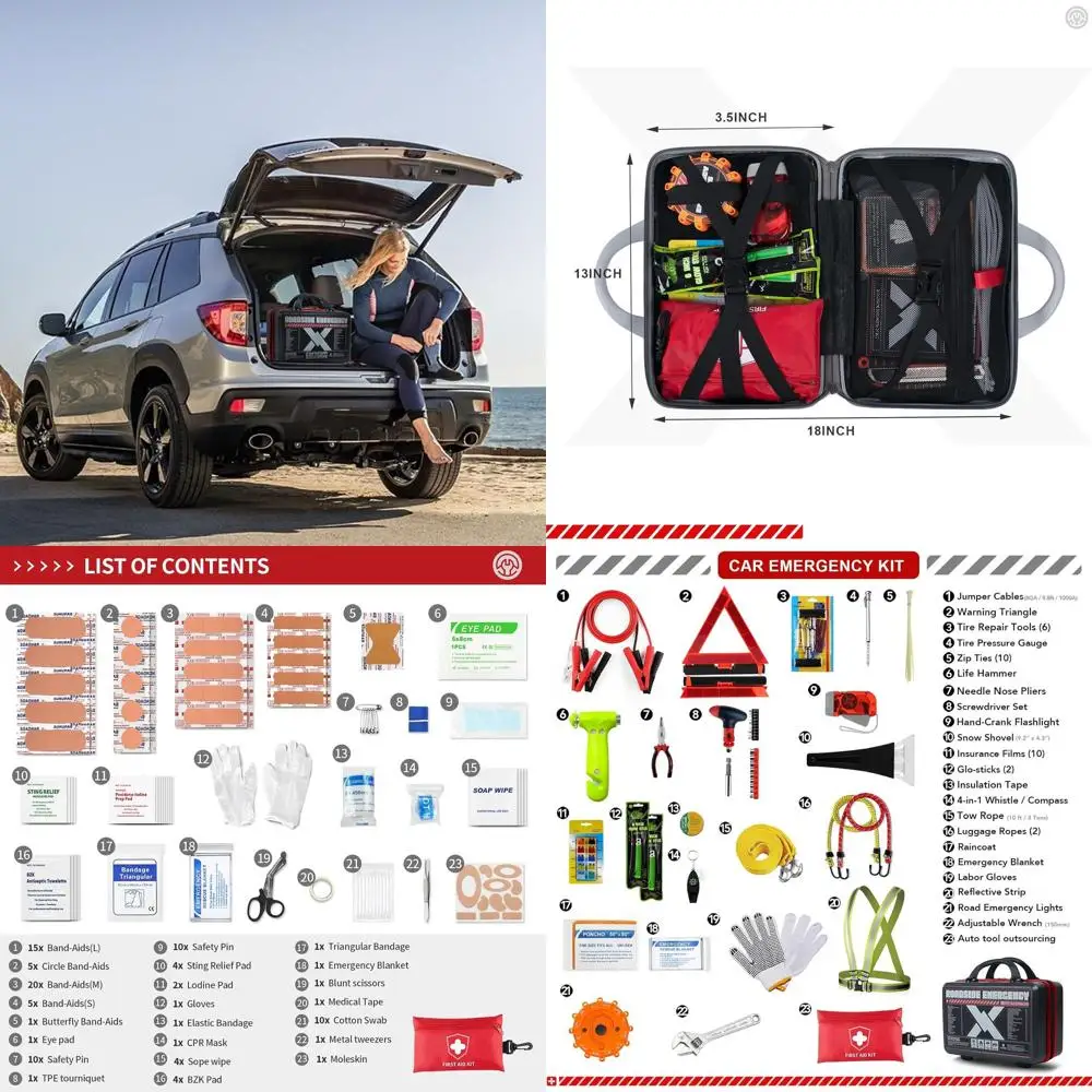

Roadside Emergency Car Kit (137Piece), with Jumper Cable, Car Safety Road Rescue Kit,Car Emergency Kit Gift for Father Women and