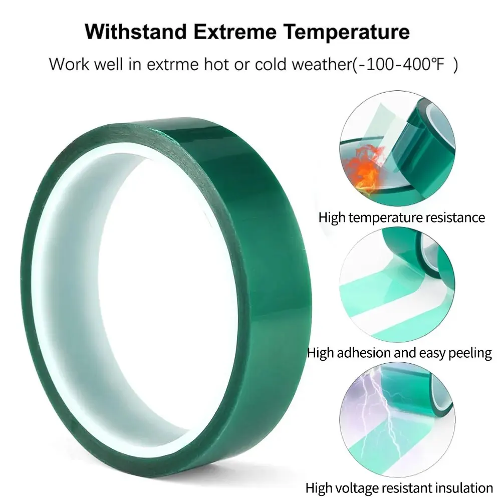 Green Heat Resistant PET Film, Polyimide Adhesive Tape, Heat-resistant Polyethylene Film,Width:25mm Length 33m