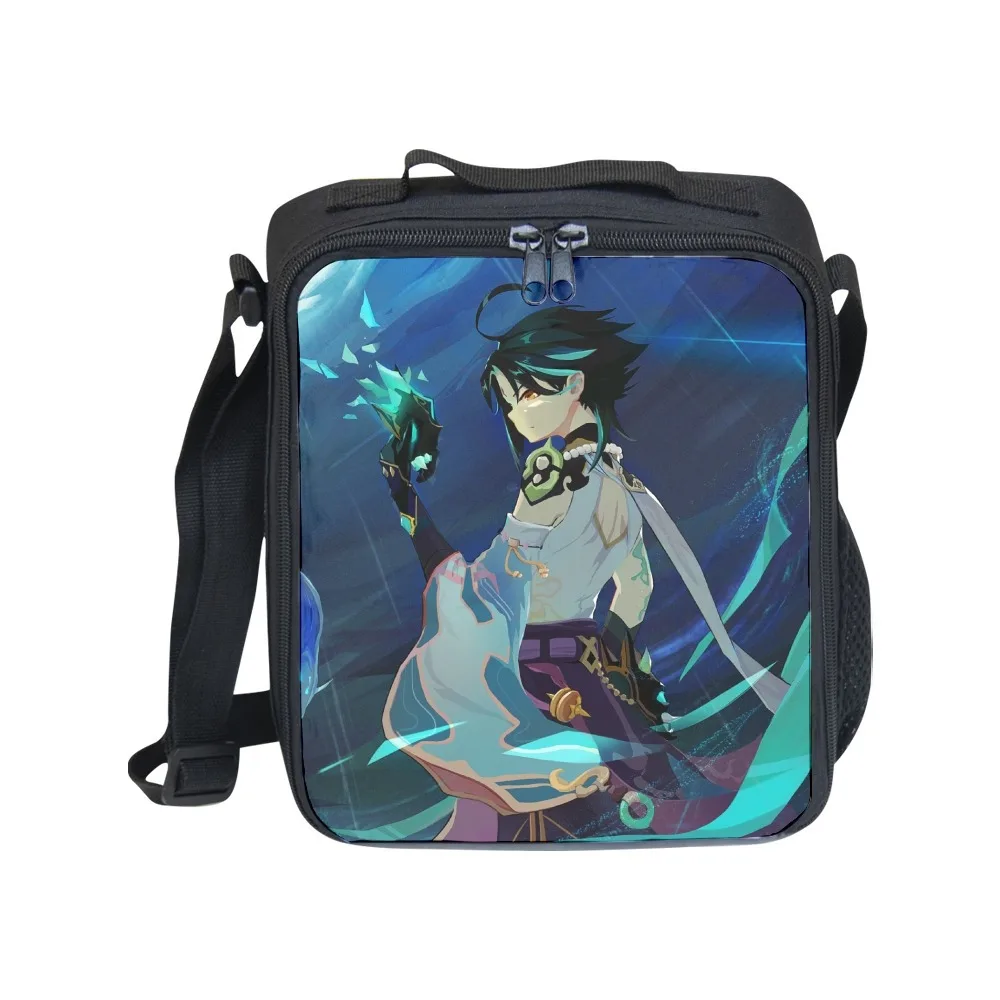 Trendy Crossbody Game Genshin Impact Lunchbox Thermal insulation Food Lunch Bag 3D Printed Picnic Insulated Handbags Ice Bags