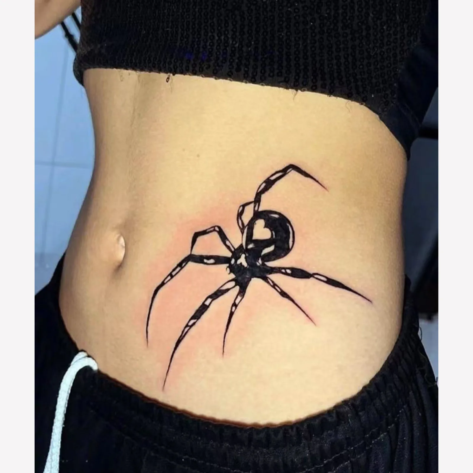 Vintage Dark Spider Temporary Tattoo Sticker, Realistic Goth