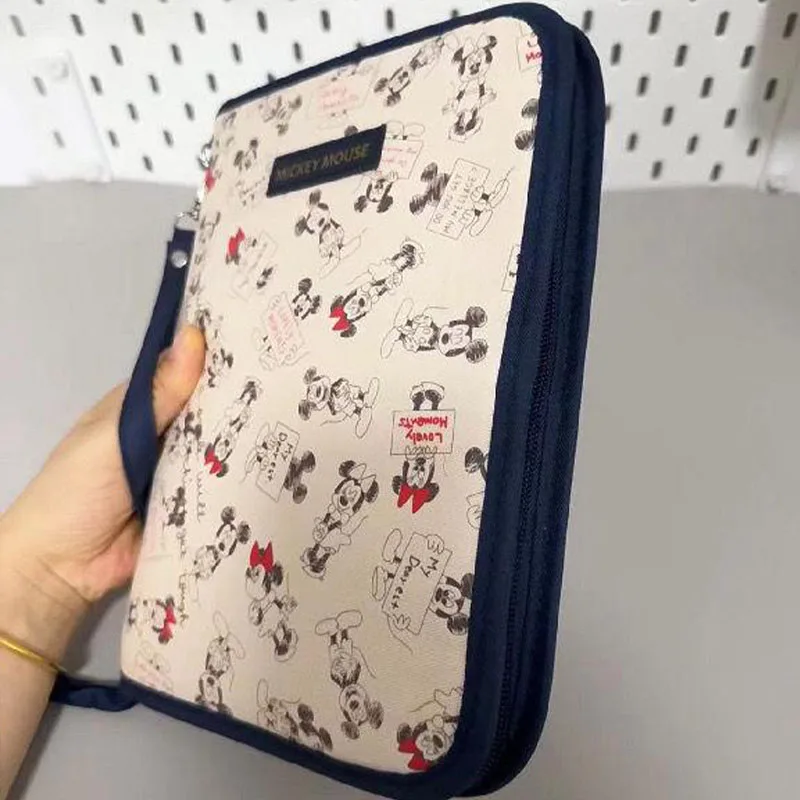 Kawaii Cute Mickey Mouse Document Storage Bag Card Holder Cosmetic Bag Large Capacity Travel Items Bag Cartoon Gift for Girls