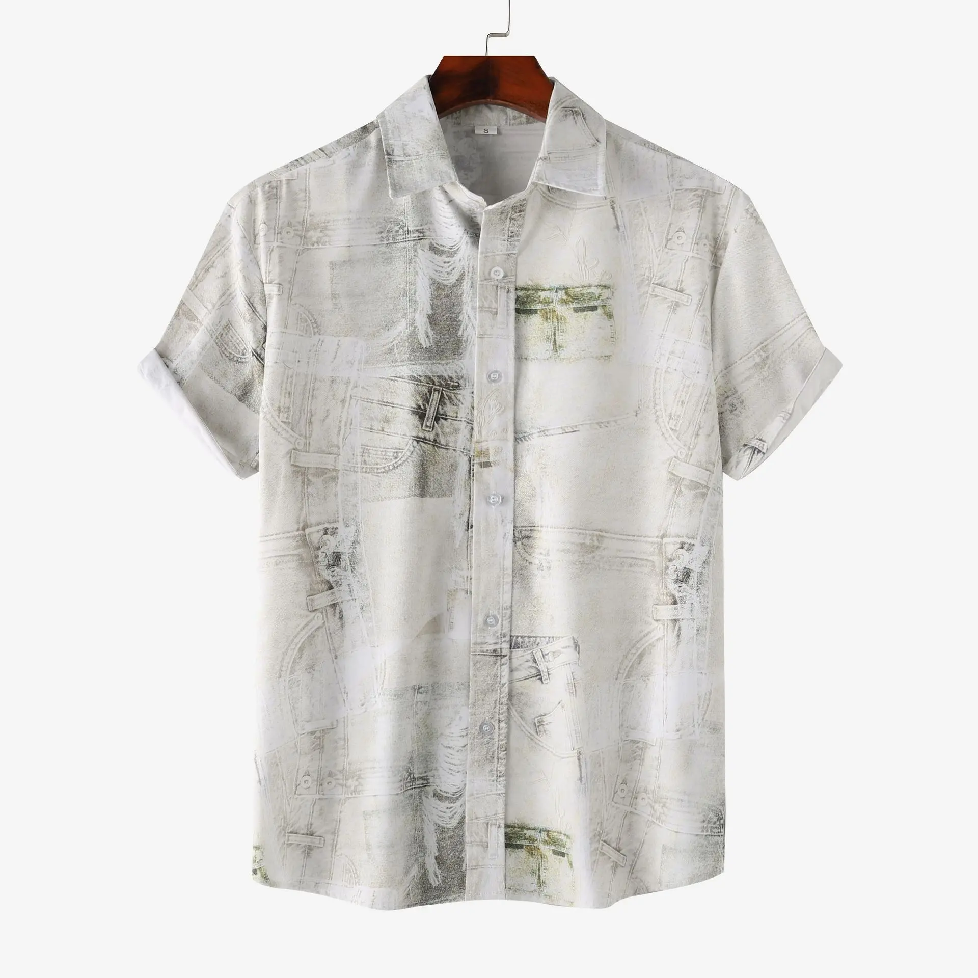 

Гавайская рубашка мужская с коротким рукавом, винтажная Повседневная сорочка для отдыха в старинном стиле, дышащая пляжная модная Приморская блуза, лето