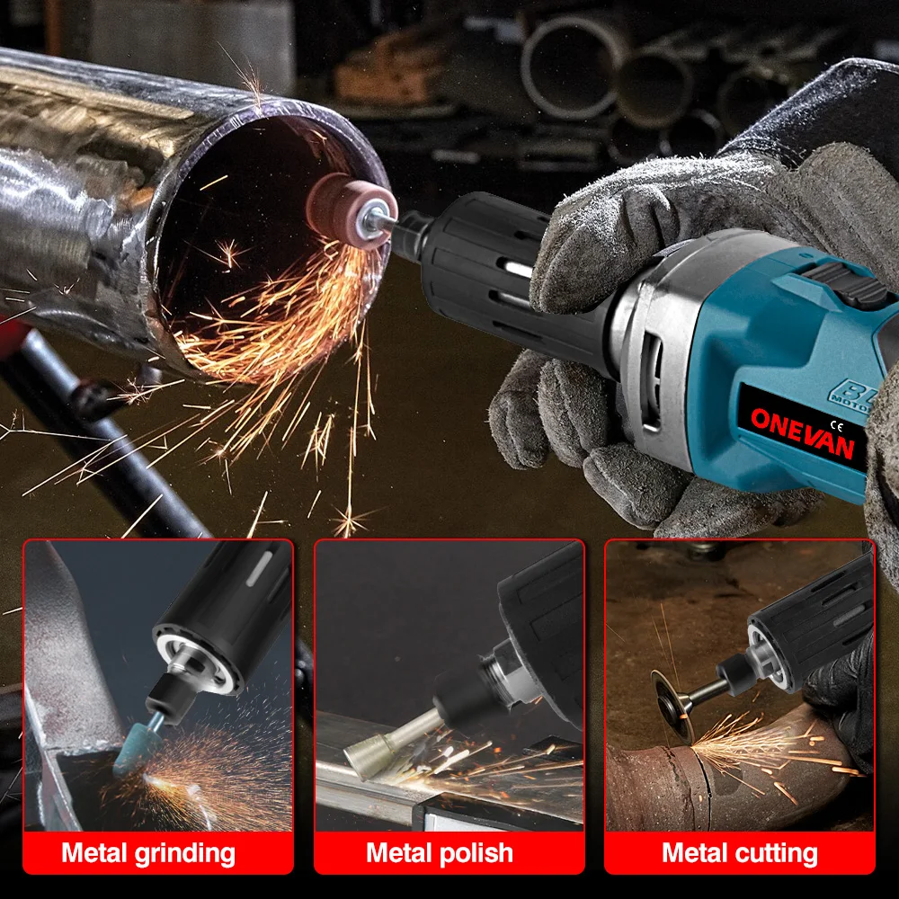 ONEVAN-Meuleuse électrique sans balais, 35000 tr/min, 2000W, 6mm, sans fil, vitesse variable, outils à distance pour batterie Makita 18V