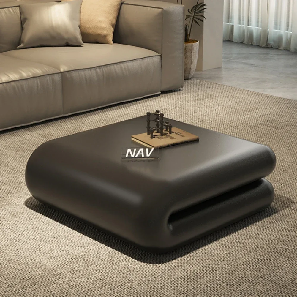 

Minimalist Coffee Table Special-Shaped Black Frp Square Book Coffee Table Artistic Sense