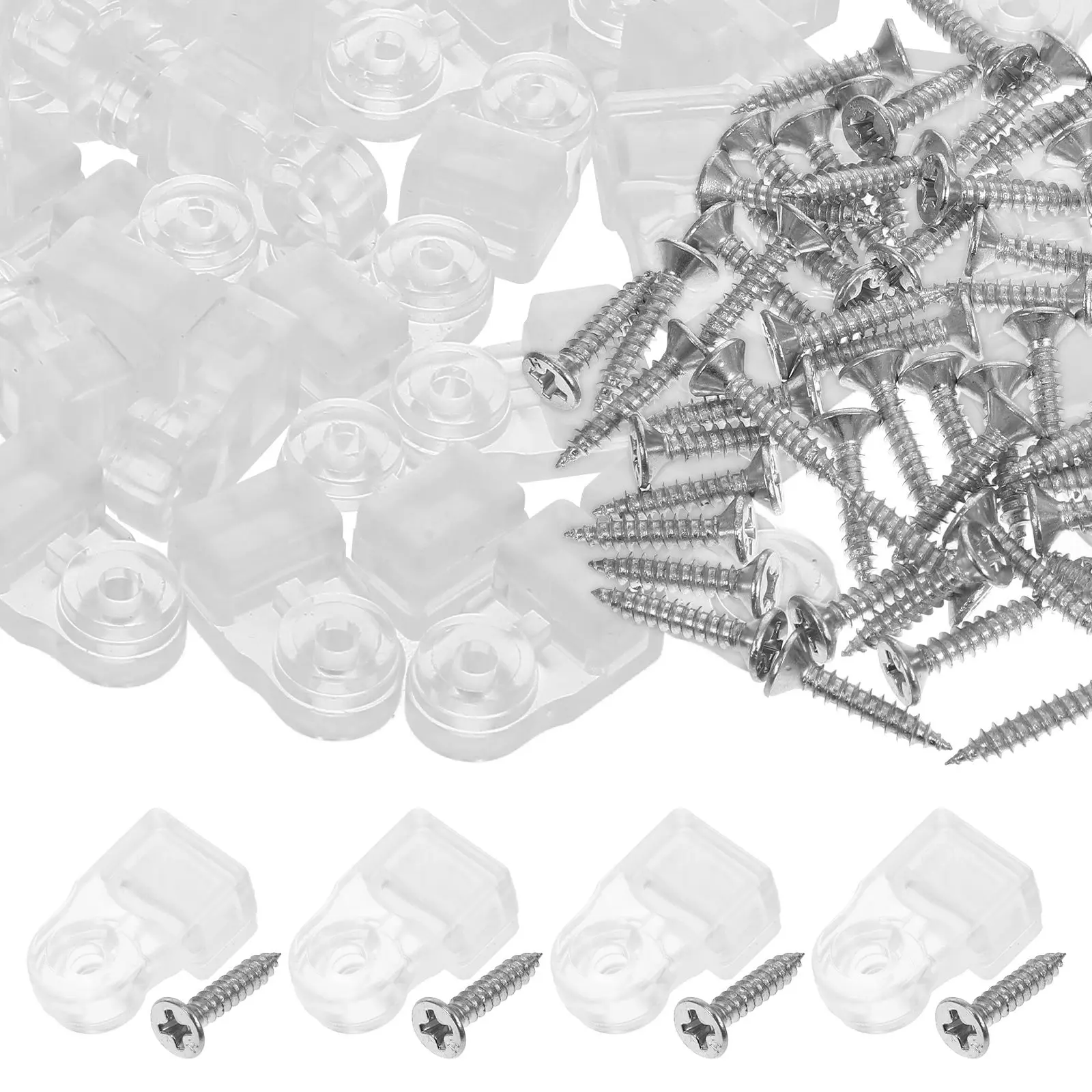 

50 Pcs Mirror Nails Clamp Clamps Fixing Clip Cabinet Door Retainer Clips Glass Inserts for Doors Matte