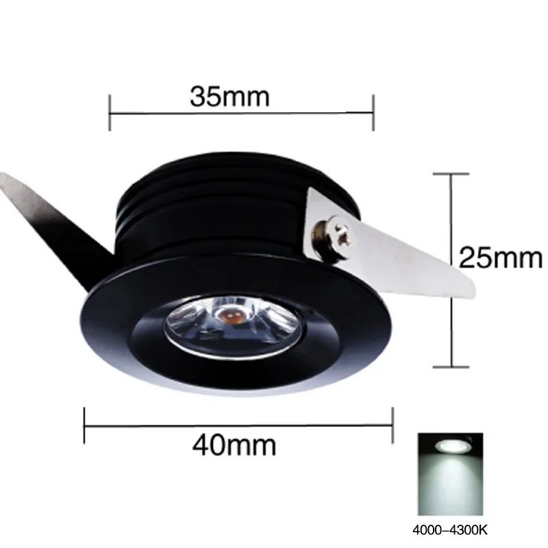 Led Recessed Cabinet mini Spot light 1W 3W Mini downlight Include Led Driver AC85-265V 40x25mm 8 Color Emitting Light