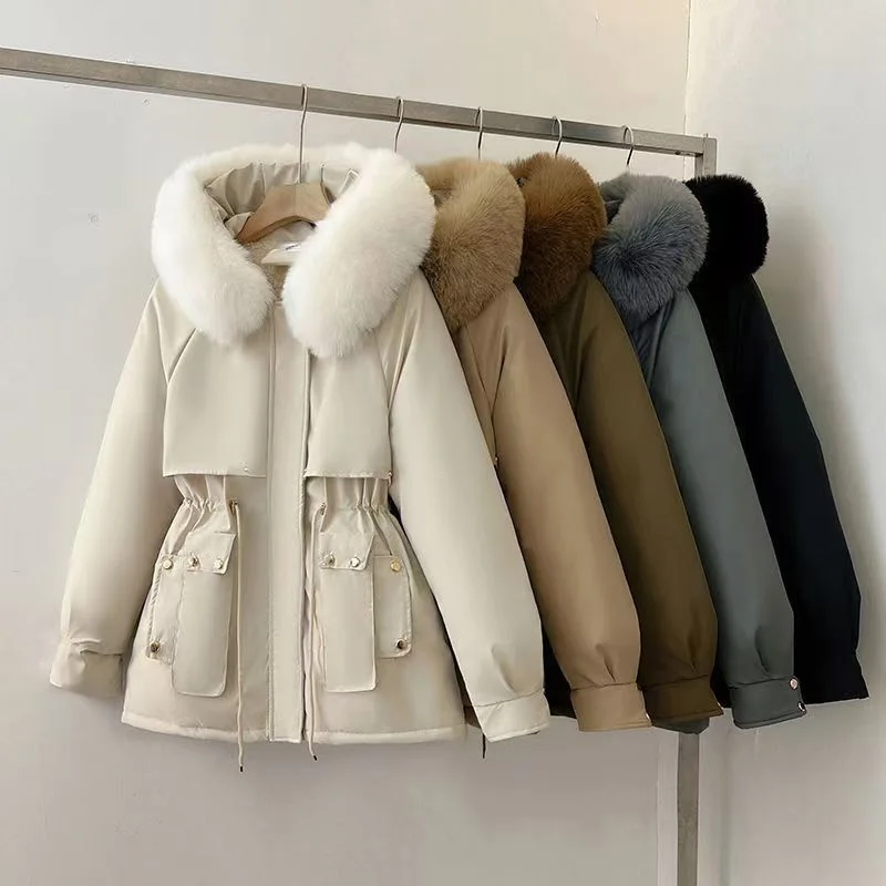 In The Winter Of 2024 New Fashion Cotton-padded Coat Korean Version Of Loose Padded Cotton-padded Coat With Large Fur Collar Top
