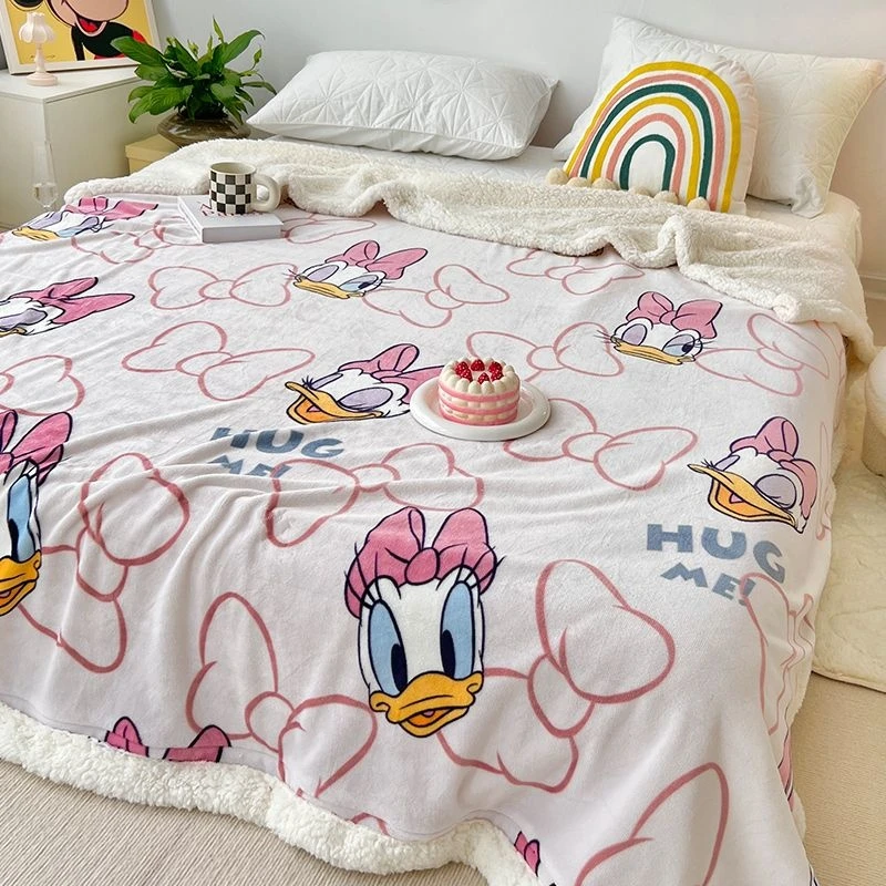 Disney Stitch Milk Velvet Flannel Children Adult Blanket Cartoon Cute Plush Air Conditioning Nap Blanket Quilt Soft Shawl Gift