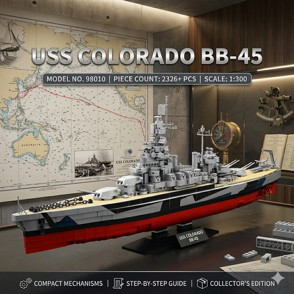

MOC WWII USS Colorado Battleship DIY Building Blocks 2326PCS Military Navy Ship Bricks Model Collection Large Toy Birthday Gift