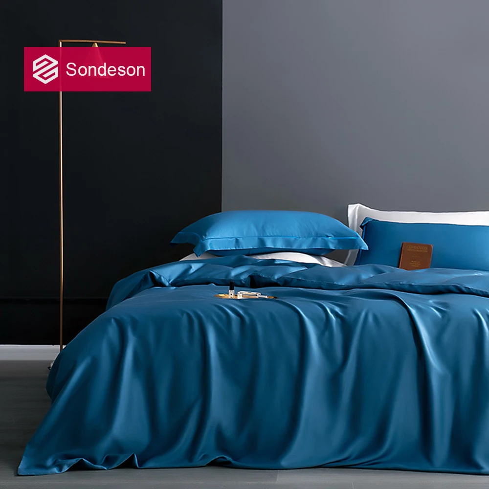 

Sondeson Nature Blue 100% Silk Bedding Set Healthy Skin Beauty Queen King Duvet Cover Set Flat Sheet Pillowcase Bed Linen Set