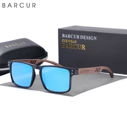 BARCUR Original Design Wooden Sunglasses Polarized Luxury Brand Square Sun Glasses Fashion Light Weight Eyewear Accessory