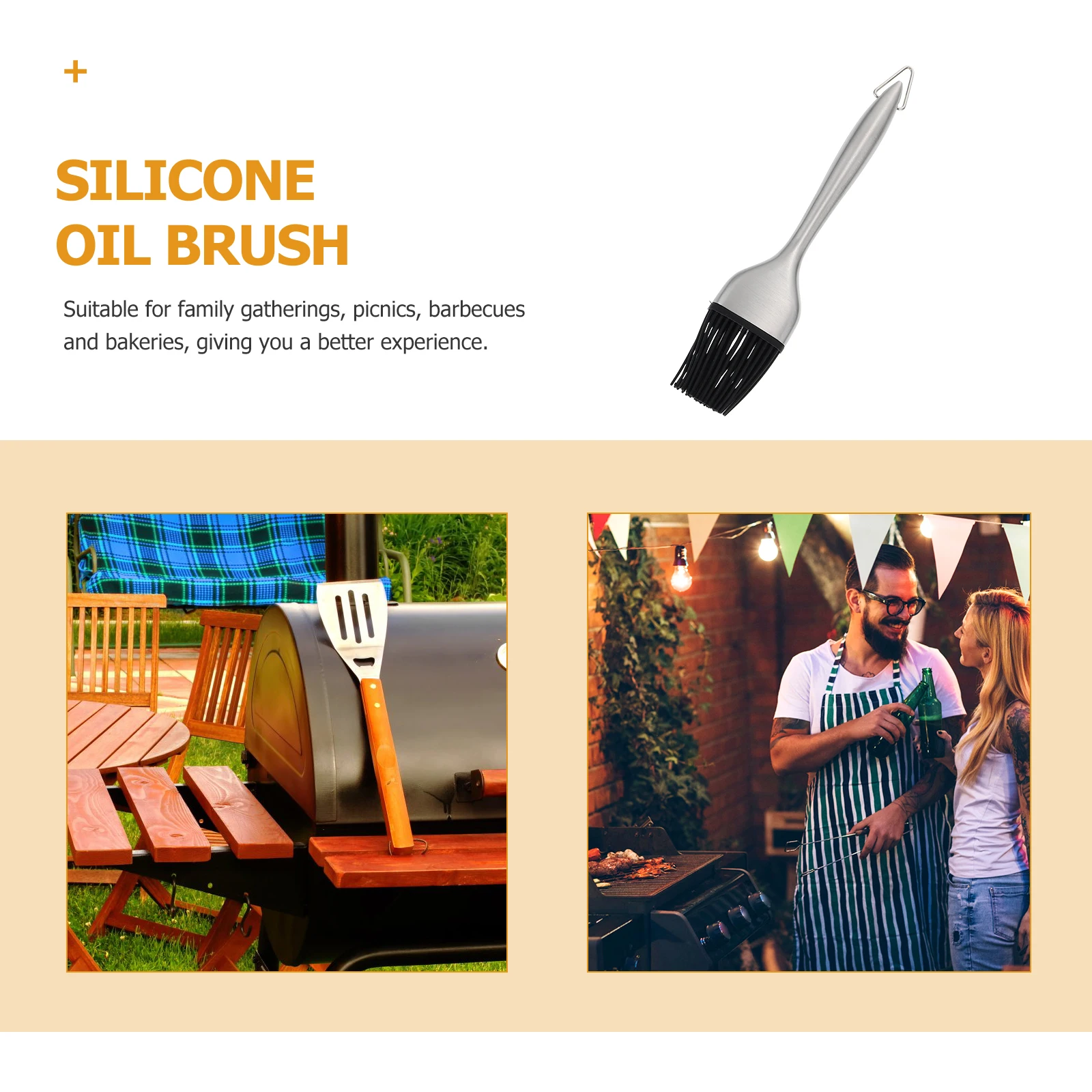 

Stainless Steel Barbecue Brush Premium Silicone Basting Tool for Oven Grilling Outdoor Picnic Portable Oil Applicator Kitchen