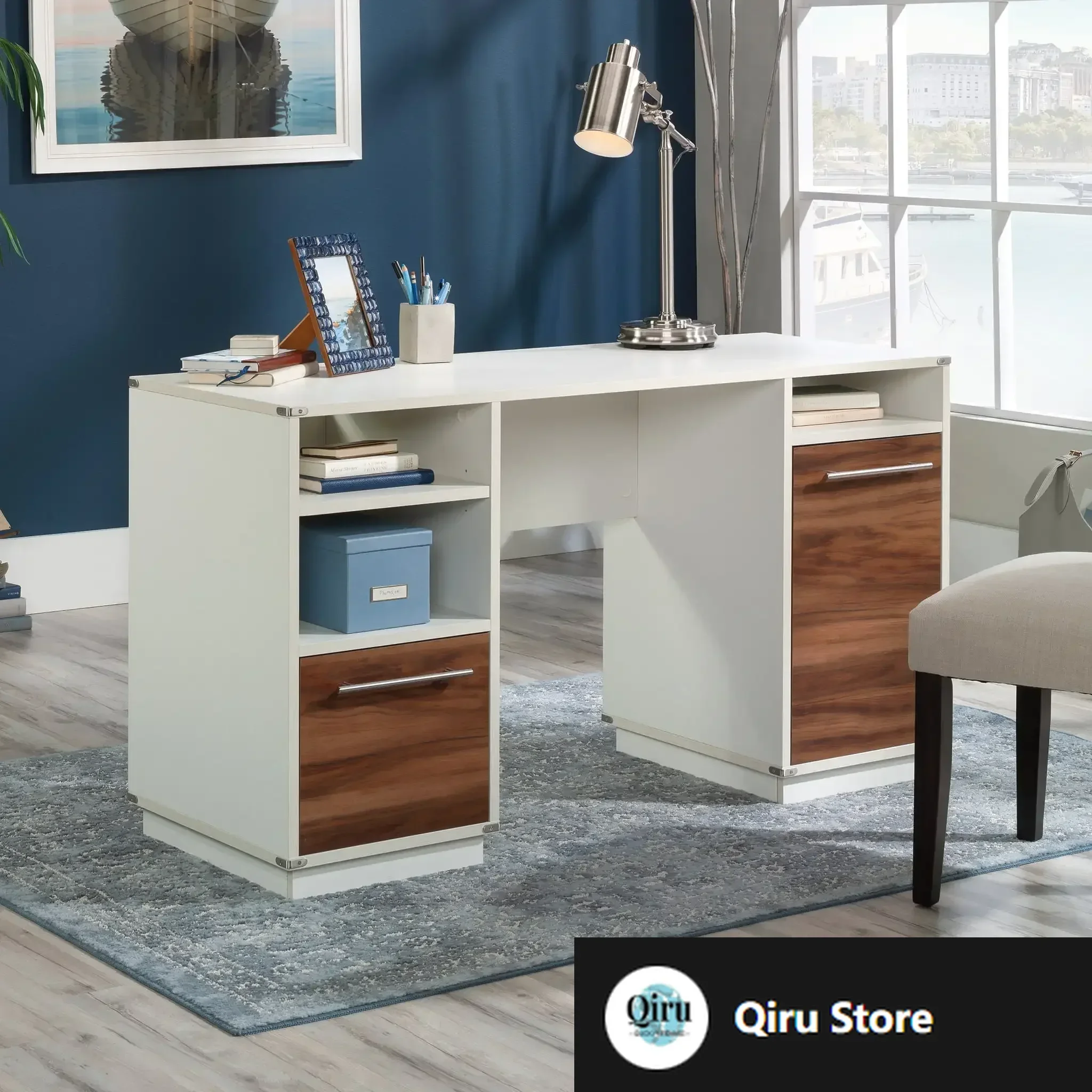 

Vista Key Double Ped Desk, Blaze Acacia Finish
