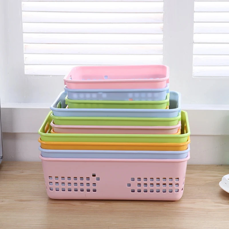 10-piece Storage Basket Versatile Children Toys Desk Snacks Bathroom Supplies Plastic Organizer Kitchen Hollow Vegetable Baskets