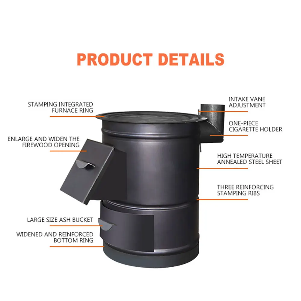 52cm fogão a lenha do agregado familiar fogão de aquecimento a lenha fogão a lenha sem fumaça interior móvel grande mesa pote ao ar livre