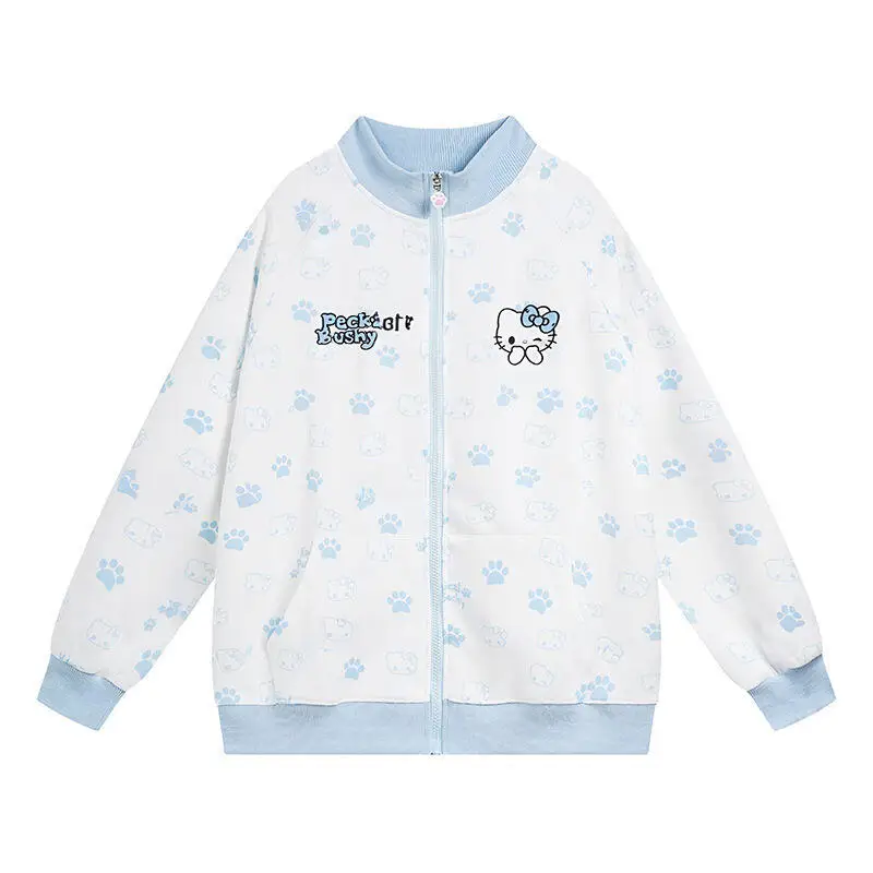 Sanrios casaco fofo hello kittys blusa cutesy manga comprida leve elegante novo estilo universitário presente para namorada