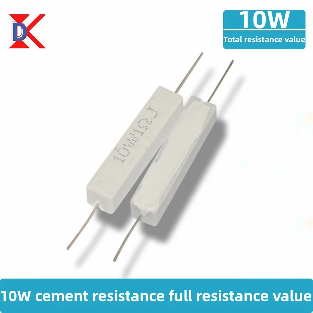 10 buah Resistor semen keramik 5% 10W dalam satu pak 0,1r 0.22 0.33 0.5 Ohm 6.8K 0,25r 0,5 R 3R 27R 12R 100R Resistor tidak induktif