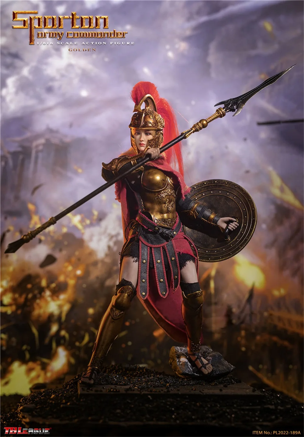 1/6 TBLeague PL2022-189A femminile Spartan Army Commander Gold Version Battle Long Spear arma materiale in PVC per componente di scena