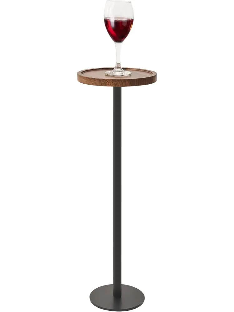 

Drink Table, Small Pedestal Side Table, Round Cocktail Table, End Table with Metal Base, for Small Spaces