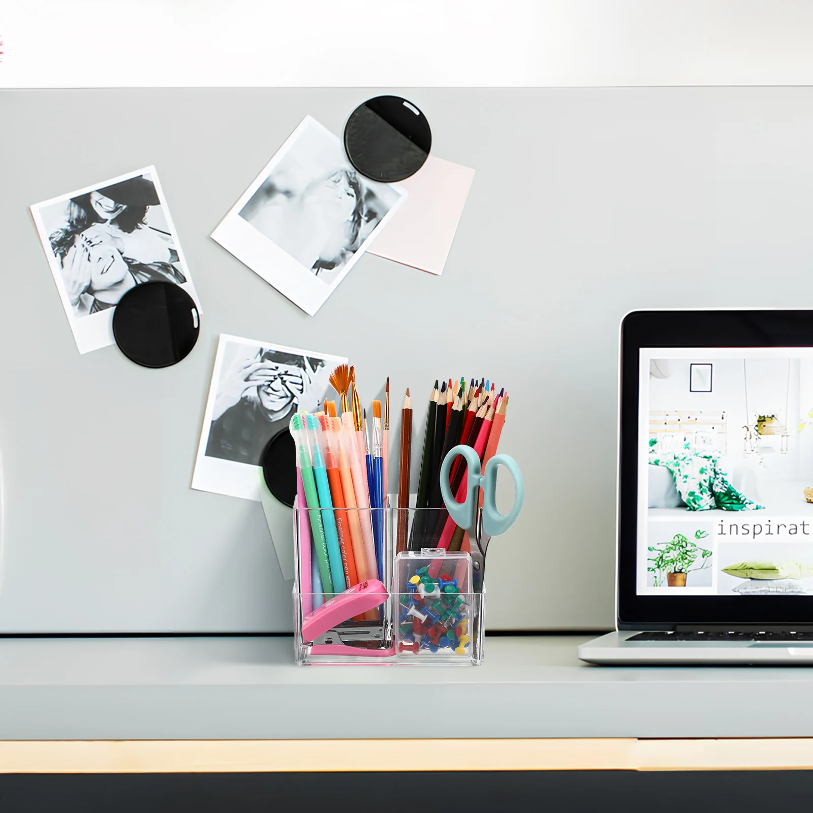 

Multi Functional Makeup Organizer Transparent Desk Storage Box Divided Compartments Brush Holder Vanity Supplies