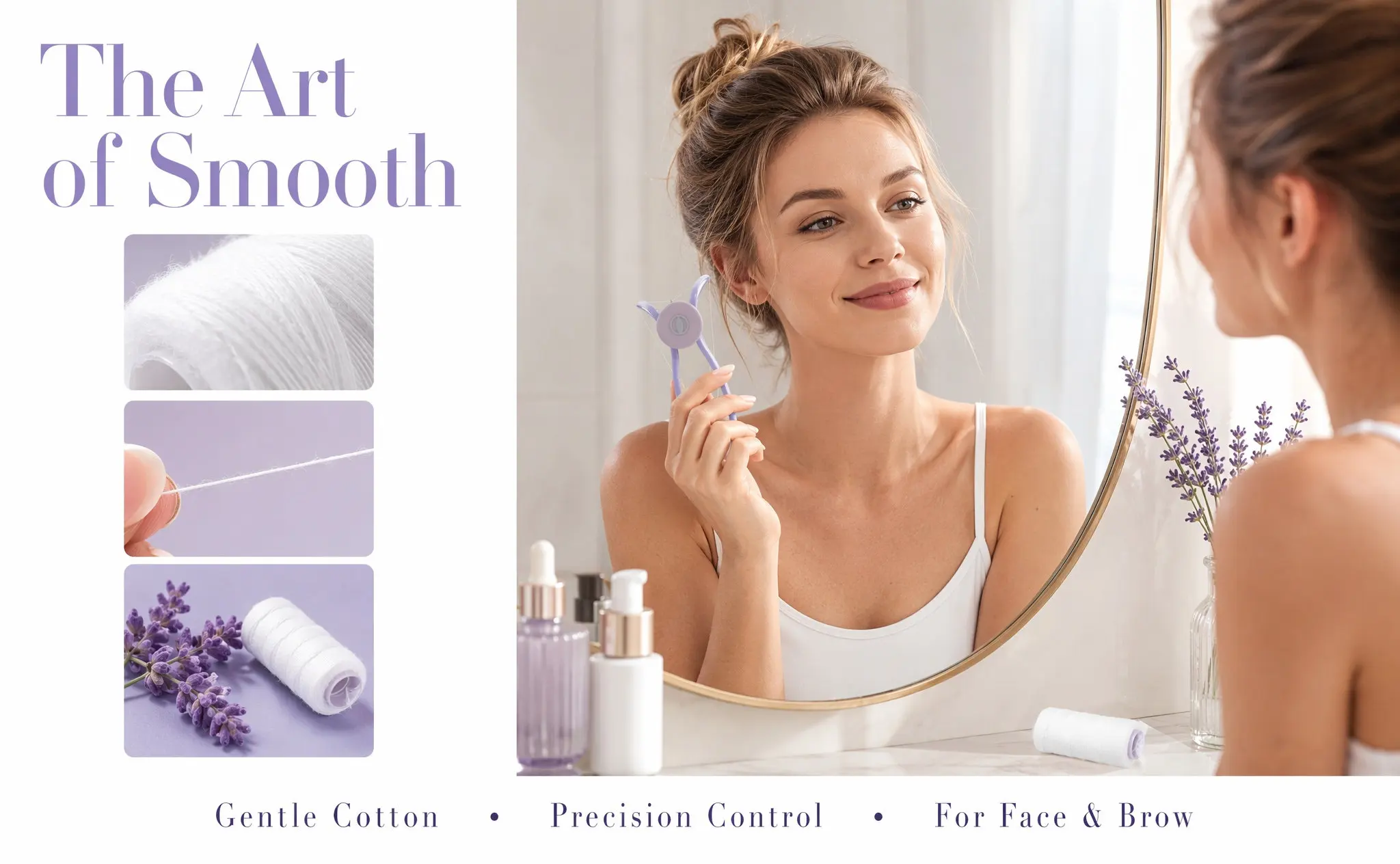 1 Roll Cotton Threading Thread for Facial Hair Removal Gentle Skin Smoothing Epilator Replacement Thread for Face Threading Tool