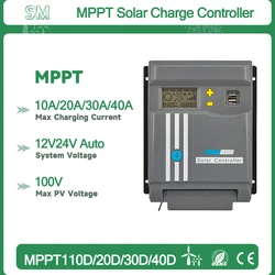 Mppt Solar Charge Controller Solar Panel MPPT LCD Display 10A 20A 30A 40A With WIFI 12V/24V Battery Regulator Dual USB LifePo4